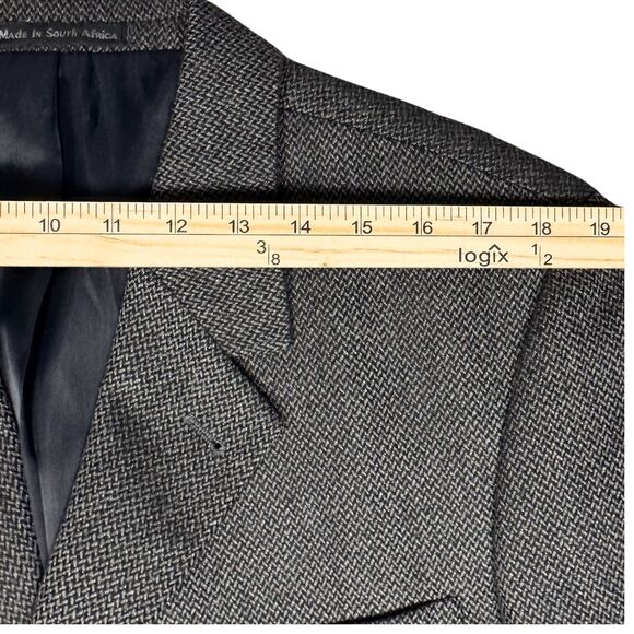 Croft & Barrow Blazer Jacket Worsted Lambswool Herringbone 42R Gray Brown Retro - Picture 6 of 8